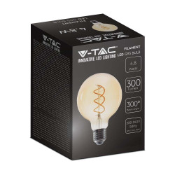 Żarówka LED E27 globe G95 bursztyn filament 4,8W 300lm 2,2K VT-2075 Żarówka LED E27 globe G95 bursztyn filament 4,8W 300lm 2,2K VT-2075