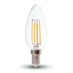Żarówka LED E14 świeczka C35 przezroczysta filament 6W 600lm 3K VT-2127 Żarówka LED E14 świeczka C35 przezroczysta filament 6W 600lm 3K VT-2127
