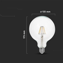 Żarówka LED E27 G125 przezroczysta filament 12W 1521lm 4K VT-2143-N