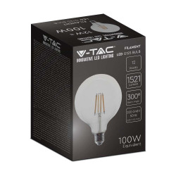 Żarówka LED E27 G125 przezroczysta filament 12W 1521lm 4K VT-2143-N