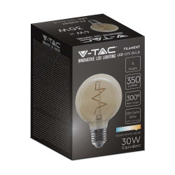 Żarówka LED E27 4W 350lm globe G95 bursztyn filament 2,2K VT-2024-N