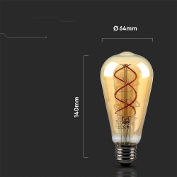 Żarówka LED E27 4,8W 300lm złota vintage ST64 filament 1,8K VT-2065-N