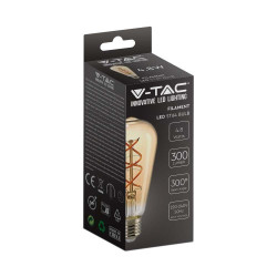 Żarówka LED E27 4,8W 300lm złota vintage ST64 filament 1,8K VT-2065-N