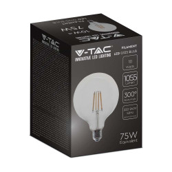 Żarówka LED E27 10W 1055lm glob G125 przezroczysta filament 4K VT-1979