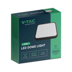 Plafon LED 24W 2500lm 4K IP44 kwadrat czarny 295x295x65mm SKU76461 V-Tac