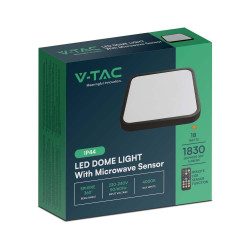Plafon LED 18W 1830lm 4K kwadrat czarny IP44 z pilotem i czujką ruchu Plafon LED 18W 1830lm 4K kwadrat czarny IP44 z pilotem i czujką ruchu