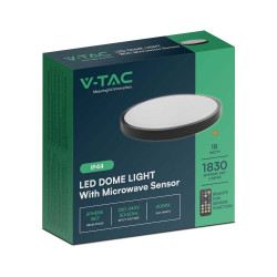 Plafoniera LED 18W 1830lm okrągła czarny 4K IP44 pilot czujnik ruchu 295x60mm VT-8618S SKU76691 V-Tac