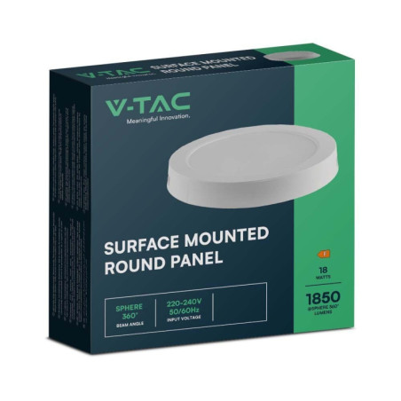 Downlight LED n/t 18W 1980lm 4K okrągły biały 215,6x30,8mm IP20 VT-60018 SKU7877 V-Tac