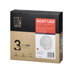 Oprawa ogrodowa AGAT LED 10W biała PIR 140° 800lm IP54 4K Orno