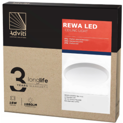 Plafon LED REWA 18W 1880lm IP65 4000K klosz PC AD-PL-6471WLPM4 Orno