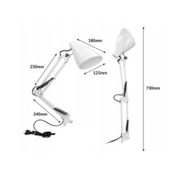 Lampa biurkowa DIAN przykręcana 60W E27 stalowa biała DL-13/W Orno Lampa biurkowa DIAN przykręcana 60W E27 stalowa biała DL-13/W Orno
