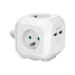 Przedłużacz kostka 4x230V 2xUSB przewód 1,4m 3x1mm2 biały OR-AE-13144/W Orno