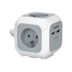 Przedłużacz kostka 4x230V 2xUSB przewód 1,4m 3x1mm2 biało-szary OR-AE-13144 Orno
