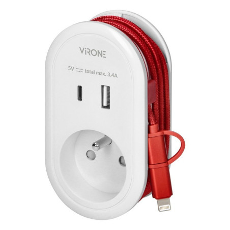 Adapter z ładowarką 2xUSB i kablem ładującym USB/Lightning CS-2 Orno
