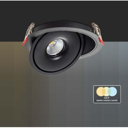 Downlight LED 12W okrągły uchylny czarny 785lm CCT 3/4/6,4K 120x43 SKU10578 V-Tac