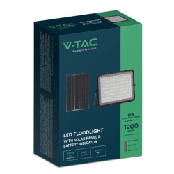 Naświetlacz solarny LED 15W 1200lm 4K czujnik zmierzchowy IP65 pilot czarny SKU7826 V-Tac