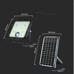 Naświetlacz solarny LED 30W 4800lm 4K PIR IP65 pilot timer czarny VT-432