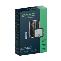 Naświetlacz solarny LED 30W 4800lm 4K PIR IP65 pilot timer czarny VT-432