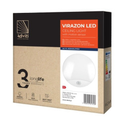 Plafon VIRAZON LED 15W PIR 1050lm IP44 4K PC mleczny biały Orno