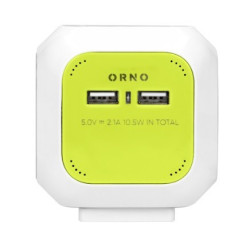 Przedłużacz 4-krotny z ładowarką 2xUSB 1,4m limonkowy OR-AE-13144/L ORNO