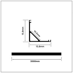 Profil aluminiowy n/t czarny kątowy 2m 15,8x15,8mm klosz czarny V-Tac