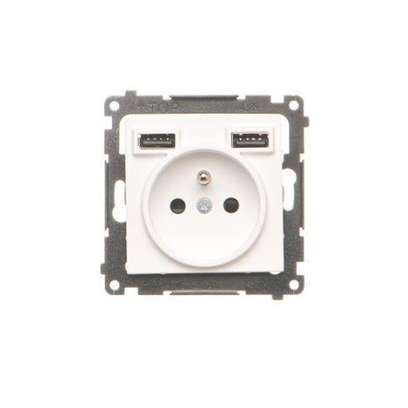 Gniazdo z ładowarką 2xUSB-A biały mat TGZ1ZUSB2AA.01/111 Simon55 Kontakt-Simon