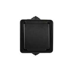 TEKNO 27355 gniazdo n/t pojedyncze IP54 czarne 05-1250-141 cz MOWION Kanlux