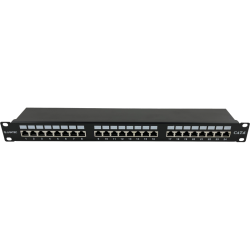 Patchpanel 1U/19 cali STP ekranowany 24 porty kat. 6 złącza LSA półka montażowa Patchpanel 1U/19 cali STP ekranowany 24 porty kat. 6 złącza LSA półka montażowa