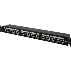 Patch panel 1U/19 cali STP ekranowany 24 porty kat. 5E złącza LSA Patch panel 1U/19 cali STP ekranowany 24 porty kat. 5E złącza LSA