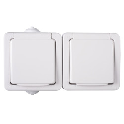 TEKNO 33497 gniazdo podwójne n/t poziom IP54 białe 05-1254-102 bi MOWION Kanlux