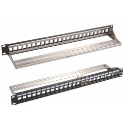 Panel krosowy pusty 19" 1U 24P na moduł KEYSTONE STP ekranowany z półką 26596 Elpio
