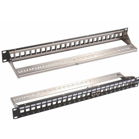 Panel krosowy pusty 19" 1U 24P na moduł KEYSTONE STP ekranowany z półką 26596 Elpio