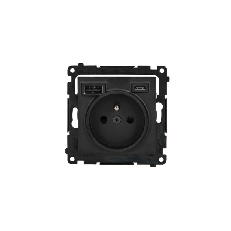 Gniazdo pojedyncze z ładowarką USB A+C TGZ1ZUSB2CA.01/149 czarny mat Simon55 Kontakt-Simon Gniazdo pojedyncze z ładowarką USB A+C TGZ1ZUSB2CA.01/149 czarny mat Simon55 Kontakt-Simon