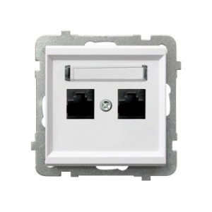 Gniazdo komputerowe podwójne 2xRJ45 kat. 5e MMC złącze IDC GPK-2R/K/m/00 białe SONATA Ospel