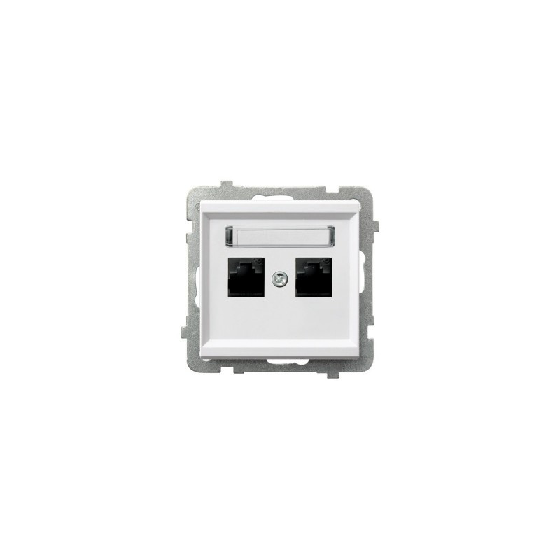 Gniazdo komputerowe podwójne 2xRJ45 kat. 5e MMC złącze IDC GPK-2R/K/m/00 białe SONATA Ospel Gniazdo komputerowe podwójne 2xRJ45 kat. 5e MMC złącze IDC GPK-2R/K/m/00 białe SONATA Ospel