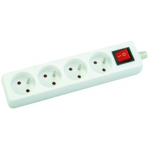 Przedłużacz z/u 4 gniazda 1,5x5m IP20 wyłącznik on/off biały PRZ-0011 Helios