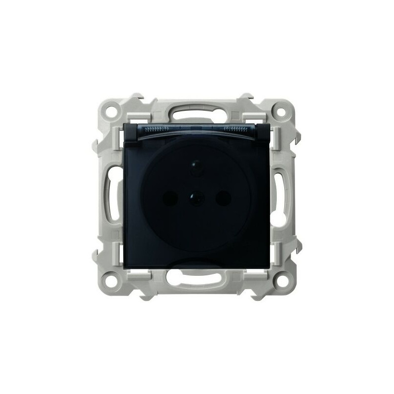 Gniazdo pojedyncze z/u i klapką IP44 GPH-1ZZ/m/33/d czarny metalik SZAFIR Ospel Gniazdo pojedyncze z/u i klapką IP44 GPH-1ZZ/m/33/d czarny metalik SZAFIR Ospel