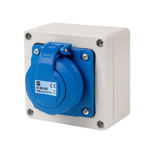 Gniazdo n/t 2P+Z 16A 250V w obudowie IP65 z dławikiem PG‑13,5 6180-00 EPN