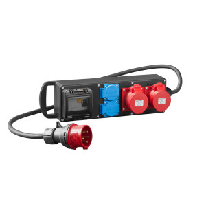Przedłużacz gumowany siłowy RS-P 2x230V 2x32A/5P z zabezpieczeniem C4/40/0,03A i wtyką 5P/32A IP44 czarny 7012-10 EPN