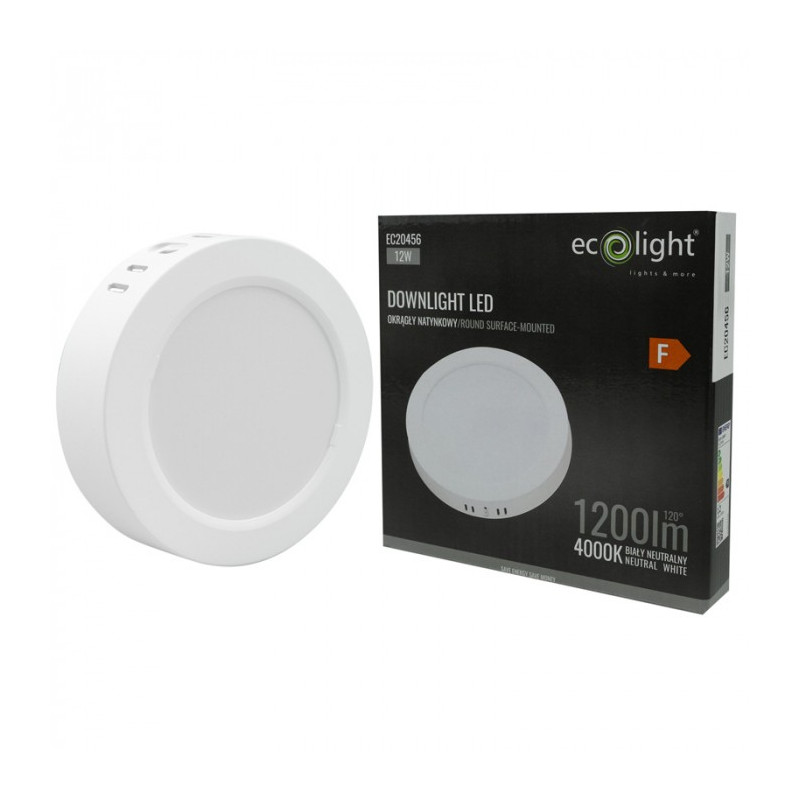 Downlight LED n/t okrągły 12W 1200lm 4000K biały DL-1 EC20456 EcoLight Downlight LED n/t okrągły 12W 1200lm 4000K biały DL-1 EC20456 EcoLight