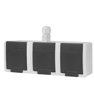 Gniazdo potrójne z/u IP65 n/t 5043-65 szare Aquant 2K Elektro-Plast Nasielsk