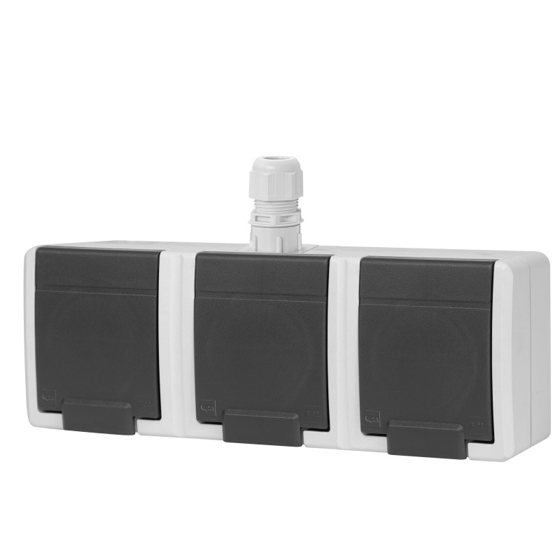 Gniazdo potrójne z/u IP65 n/t 5043-65 szare Aquant 2K Elektro-Plast Nasielsk Gniazdo potrójne z/u IP65 n/t 5043-65 szare Aquant 2K Elektro-Plast Nasielsk