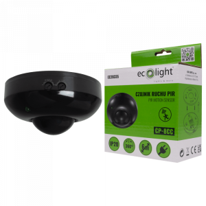 Czujnik ruchu PIR CP-8C czarny sufitowy 300W 360° EC20335 EcoLight