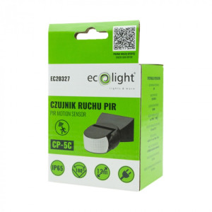 Czujnik ruchu PIR CP-5C czarny ścienny 300W 180° IP65 EC20327 EcoLight