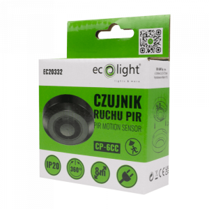 Czujnik ruchu PIR CP-6C czarny sufitowy 300W 360° EC20332 EcoLight Czujnik ruchu PIR CP-6C czarny sufitowy 300W 360° EC20332 EcoLight