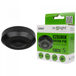 Czujnik ruchu PIR CP-6C czarny sufitowy 300W 360° EC20332 EcoLight Czujnik ruchu PIR CP-6C czarny sufitowy 300W 360° EC20332 EcoLight