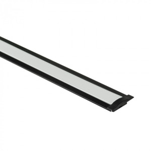 Profil aluminiowy P02 podtynkowy czarny + klosz mleczny 2m EC20612 EcoLight