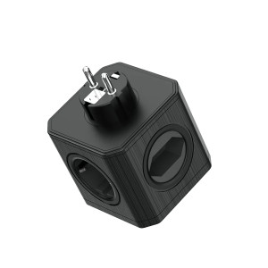 Rozgałęźnik kostka 1x gniazdo z/u Schuko 3x gniazdo płaskie 3x USB-A czarny R-41S W-00358 KEL Plastrol
