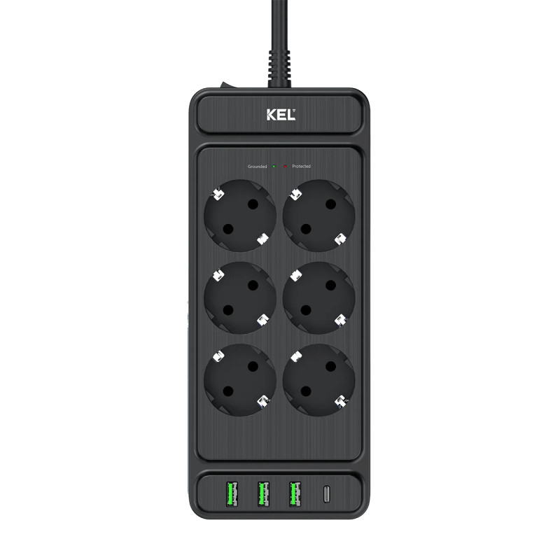 Przedłużacz 6x gniazdo z/u Schuko, 3xUSB-A 1xUSB-C PS-670S 2m czarny W-00354 KEL Plastrol Przedłużacz 6x gniazdo z/u Schuko, 3xUSB-A 1xUSB-C PS-670S 2m czarny W-00354 KEL Plastrol