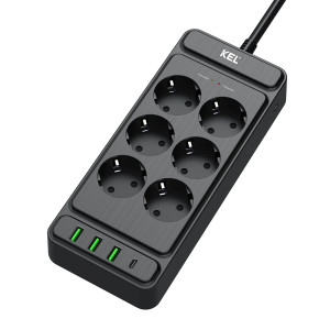 Przedłużacz 6x gniazdo z/u Schuko, 3xUSB-A 1xUSB-C PS-670S 2m czarny W-00354 KEL Plastrol Przedłużacz 6x gniazdo z/u Schuko, 3xUSB-A 1xUSB-C PS-670S 2m czarny W-00354 KEL Plastrol